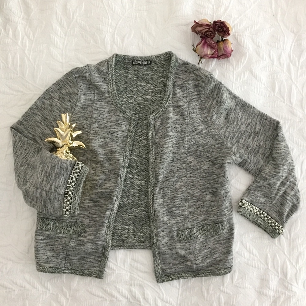 Express Beaded Cuff Cardigan